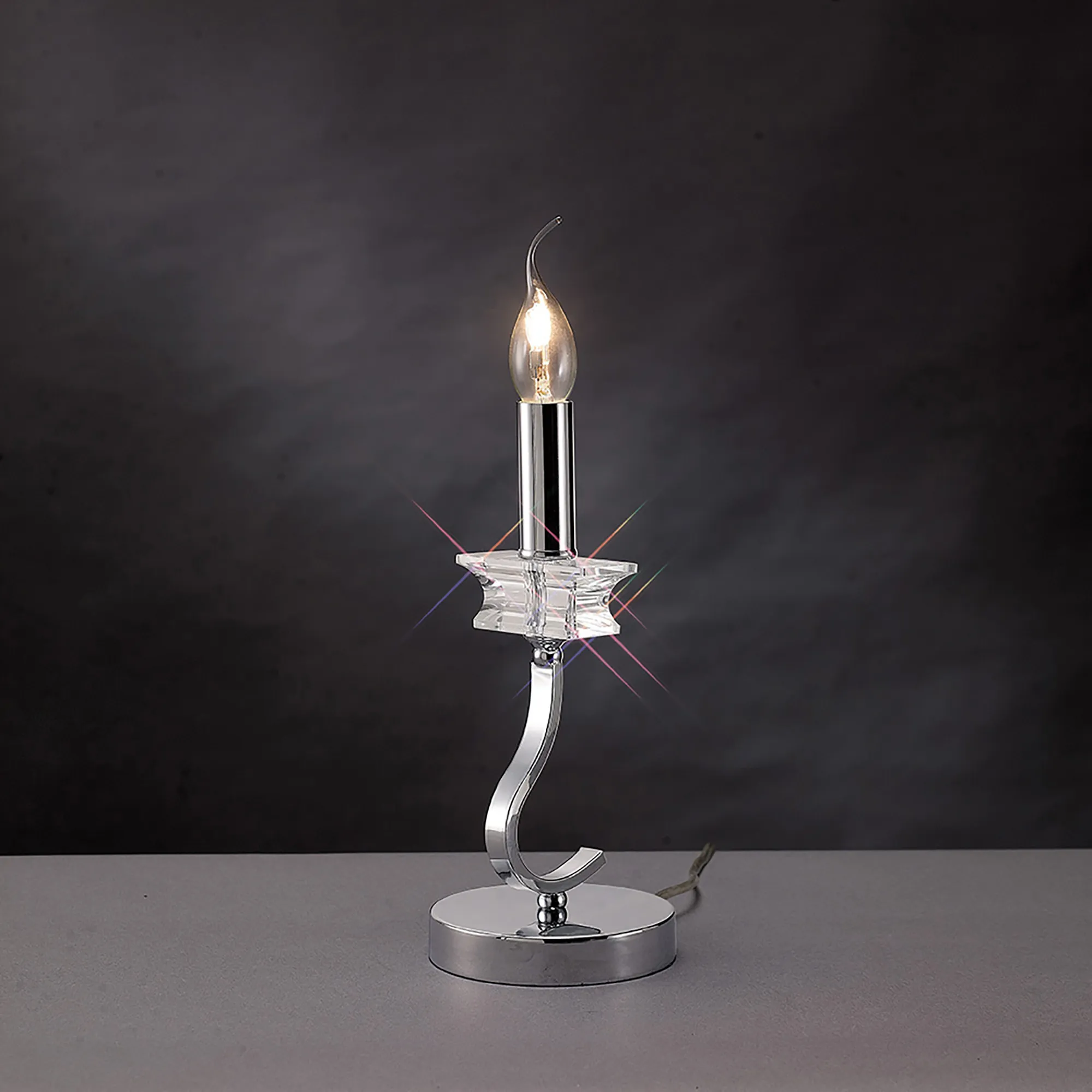 Nydia Polished Chrome Crystal Table Lamps Diyas Armed Table Lamps